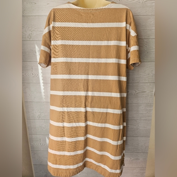Everlane -Women's Oversized Striped Tan and White Dress M 100%Organic Cotton - Picture 3 of 7